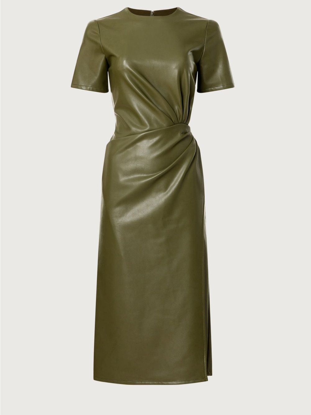 Shakuhachi Olive Faux Leather Twist-Waist Midi Dress - Picture 2 of 8